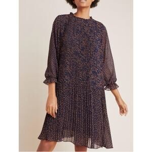 Anthropologie Seen Worn Kept Vega Pleated Star Print Illusion Sleeve Size 6